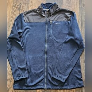 ORVIS Men's Polyester Nylon Blend Blue & Gray Full Zip Long Sleeve Jacket Large